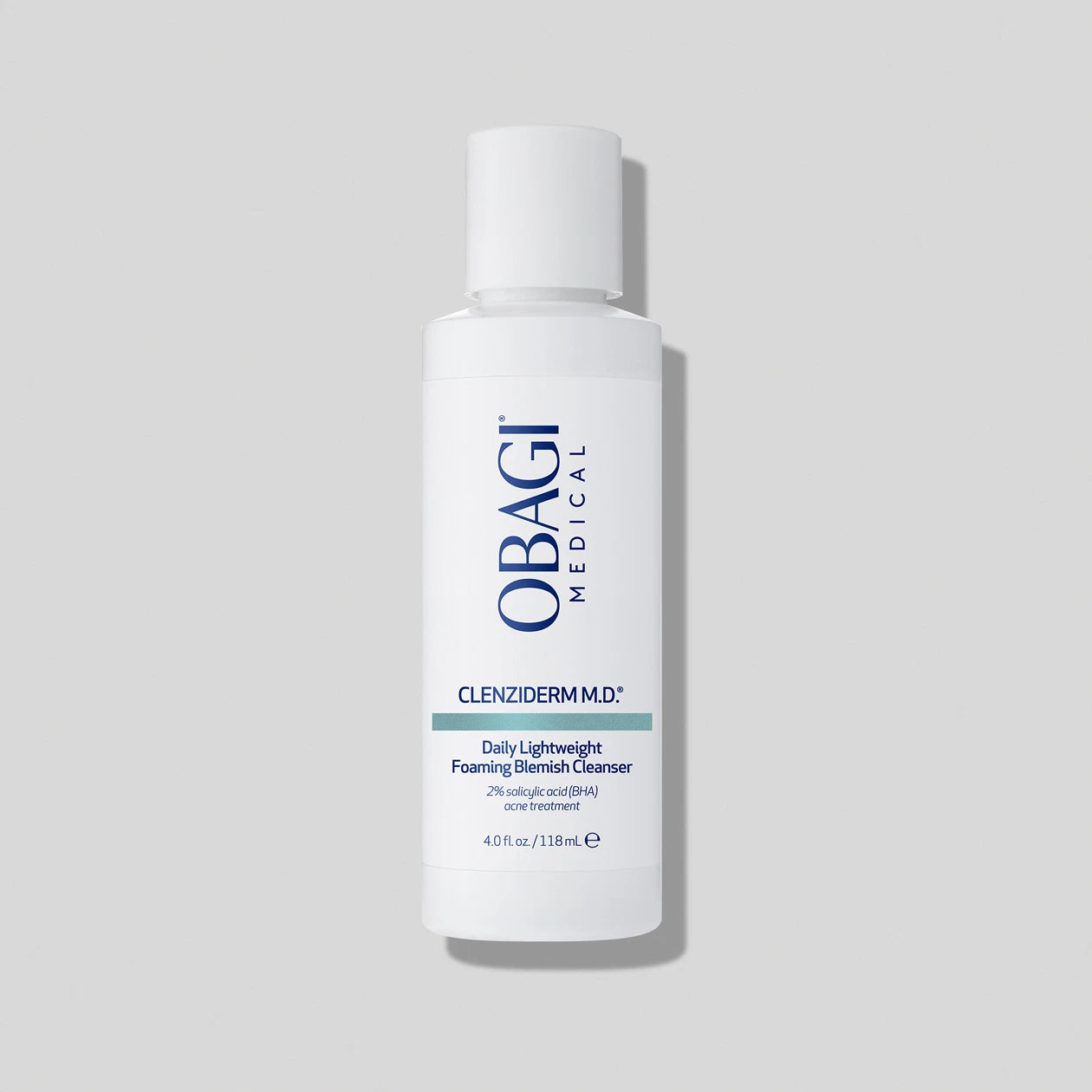 CLENZIDERM M.D. Daily Lightweight Foaming Blemish Cleanser white bottle on grey background