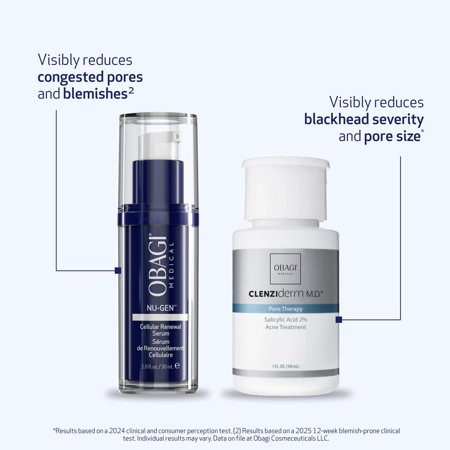 Obagi Nu-Gen Cellular Renewal Serum and Clenziderm M.D. Pore Therapy Acne Treatment for skin clarity and renewal. mobile image