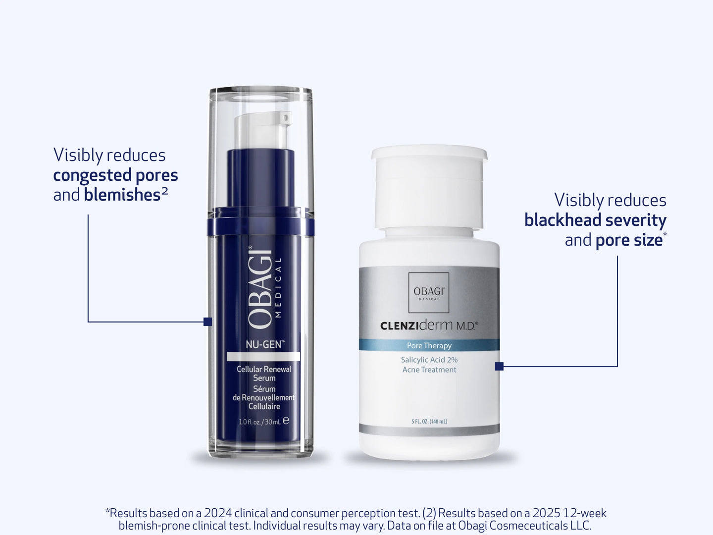 Obagi Nu-Gen Cellular Renewal Serum and Clenziderm M.D. Pore Therapy Acne Treatment for skin clarity and renewal. desktop image