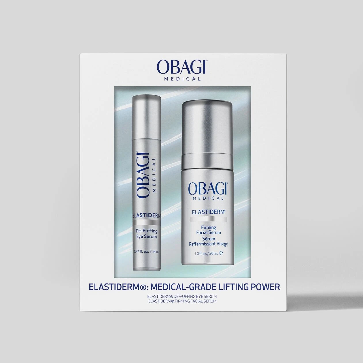 ELASTIDERM Medical-Grade Lifting Power Set: ELASTIDERM De-Puffing Eye Serum & Firming Facial Serum out carton image